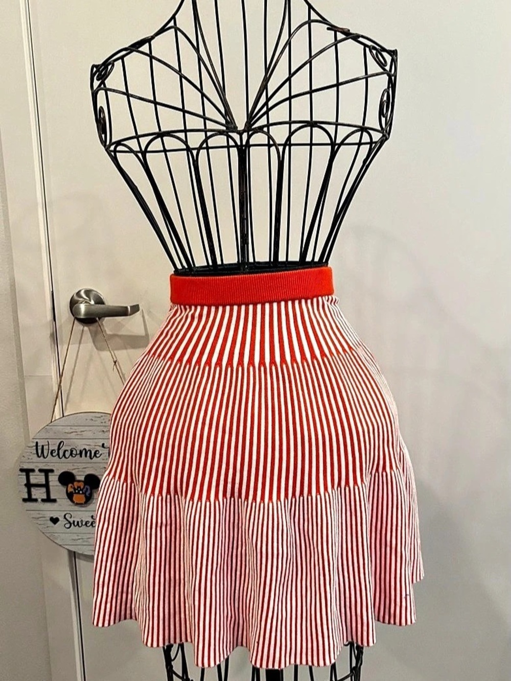 Free assembly Red & White Striped Mini Skirt
